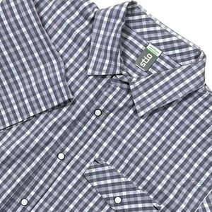 Stio Curtis Camp Pearl Snap Shirt Mens M Gray Check Short Sleeve UPF HIking